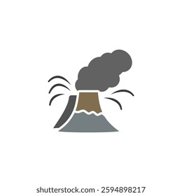 erupting volcano icon, simple flat style, illustration, logo sign symbol pictogram template, for ui or ux isolated on white for mobile app, editable