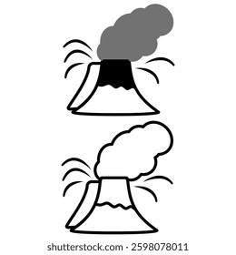 erupting volcano icon, simple flat style, illustration, logo sign symbol pictogram template, for ui or ux isolated on white for mobile app, editable