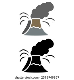erupting volcano icon, simple flat style, illustration, logo sign symbol pictogram template, for ui or ux isolated on white for mobile app, editable