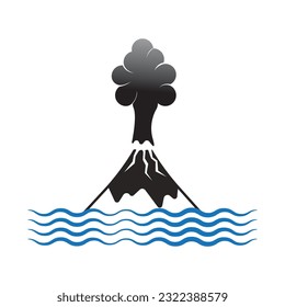 diseño de símbolo vectorial del icono del volcán en erupción