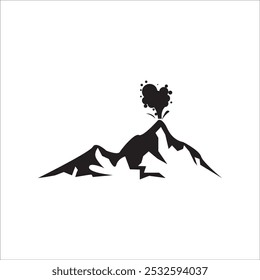 DISEÑO DE SÍMBOLO DE ILUSTRACIÓN VECTORIAL DE ÍCONO DE VOLCÁN EN ERUPCIÓN
