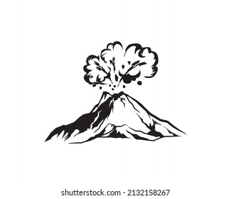 erupting volcano icon vector isolated on white