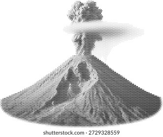 Erupção da montanha vulcânica em estilo monótono de meio-tom para projetos de desastres naturais e energia