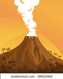 erupting volcano, vector illustration 