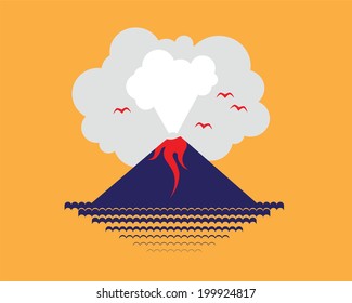 Erupting volcano. Vector illustration.