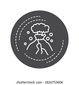 Eruption black glyph icon on white background. The outpouring of magma. Ejection of ash. Pictogram for web page, mobile app, promo. UI UX GUI design element.