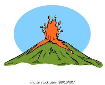 Eruption. Color sketch. Vector illustration.