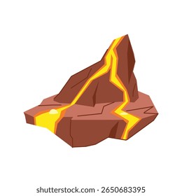 erupção plataforma de lava desenho animado. magma geotérmico, fluxo de basalto, caldeira de ventilação erupção plataforma de lava sinal.