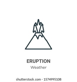 Eruption outline vector icon. Thin line black eruption icon, flat vector simple element illustration from editable weather concept isolated on white background