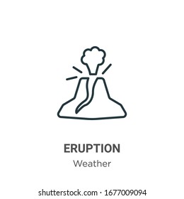 Eruption outline vector icon. Thin line black eruption icon, flat vector simple element illustration from editable weather concept isolated stroke on white background