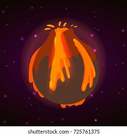 Eruption planet concept background. Cartoon illustration of eruption planet vector concept background for web