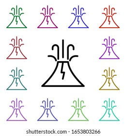 Eruption sign multi color style icon. Simple thin line, outline vector of weather icons for ui and ux, website or mobile application