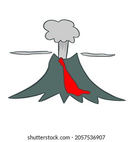 Eruption of Volcanic mountain isolated background
 