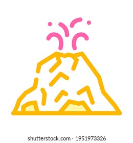 vectores de iconos de color de volcán de erupción. signo de volcán de erupción. ilustración de símbolo aislado