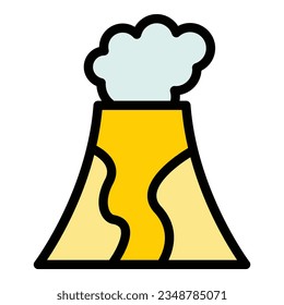 Eruption volcano icon outline vector. Lava fire. Mountain vulcano color flat