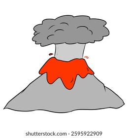 eruption volcano illustration hand drawn isolated vector