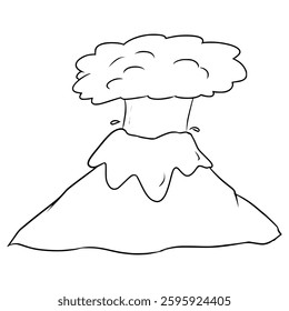 eruption volcano illustration hand drawn outline vector