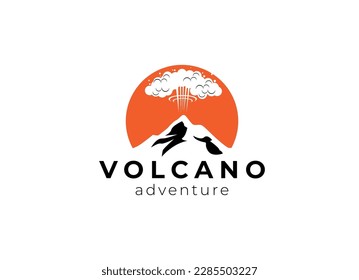 Eruption Volcano Mountain Logo Design Template. Volcano Vector Logo