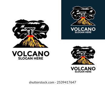 Eruption Volcano Mountain logo vector, Mountain Volcano logo design icon template