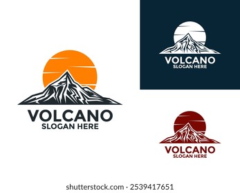 Eruption Volcano Mountain logo vector template, Mountain Volcano logo design icon