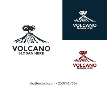 Eruption Vulcano Mountain logotipo vetor, Mountain Volcano logotipo modelo de design