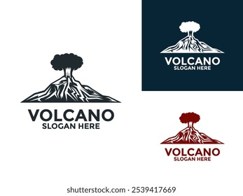 Eruption Vulcano Mountain logotipo vetor modelo, Mountain Vulcão logotipo design ícone