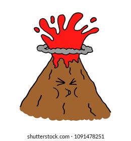 Eruption volcano. Vector illustration in doodle style.