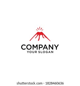 eruption of a volcano, vector logo illustration