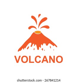 eruption of a volcano, vector logo illustration