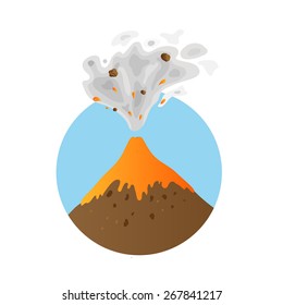 eruption of a volcano, vector logo illustration