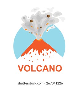 eruption of a volcano, vector logo illustration