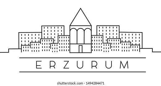 Erzurum city outline icon. Elements of Turkey cities illustration icons. Signs, symbols can be used for web, logo, mobile app, UI, UX on sky background