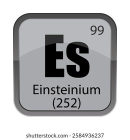 Es 99 symbol. Einsteinium 252 text. Chemical element sign. Vector periodic box.