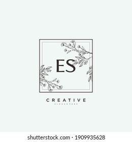 ES Beauty vector initial logo art, handwriting logo of initial signature, wedding, fashion, jewerly, boutique, floral and botanical with creative template for any company or business.