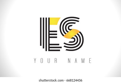 ES Black Lines Letter Logo. Creative Line Letters Design Vector Template.