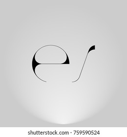 ES Black thin minimalist LOGO Design with Highlight on Gray background.