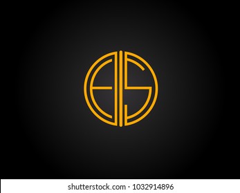 ES Circle Shape golden yellow Letter logo Design
