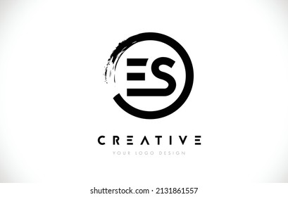 ES Circular Letter Logo with Circle Brush Design and White Background.
