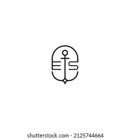 ES creative letter logo design in anchor concept with high quality professional design that will print well across any print media