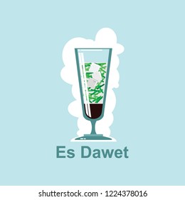 Es Dawet (Green rice flour jelly with coconut milk and palm sugar syrup) vector illustration