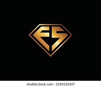 ES diamond shape gold color design.. ES Letter Logo Design. Creative Modern ES Letters Icon Illustration, symbol