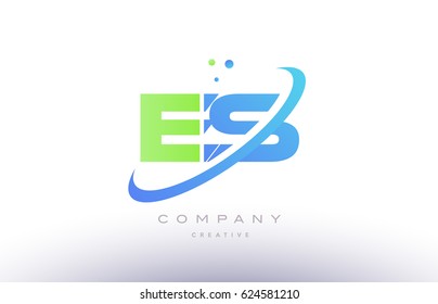 es e s alphabet green blue swoosh letter company logo vector icon design template