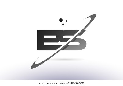 es e s alphabet letter logo black white grey swoosh creative text dots company vector icon design template