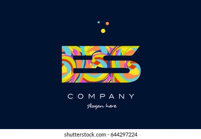 es e s alphabet letter logo colors colorful rainbow acrylic font creative text dots company vector icon design template