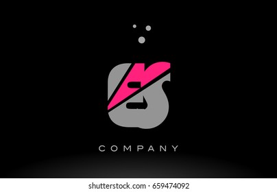 es e s alphabet letter logo pink grey black creative company vector icon design template