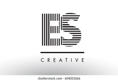 ES E S Black and White Letter Logo Design with Vertical and Horizontal Lines.