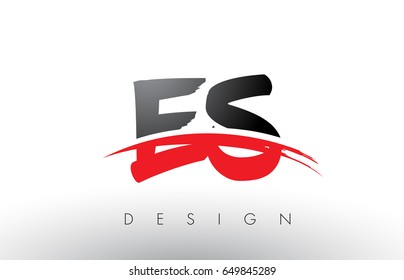 ES E S Brush Logo Letters Design with Red and Black Colors and Brush Letter Concept.