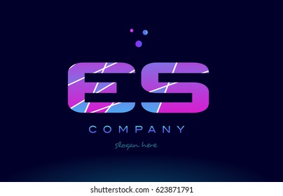 es e s  creative color blue background pink purple magenta alphabet letter company logo vector icon