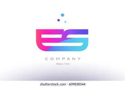 es e s  creative pink purple blue modern dots creative alphabet gradient company letter logo design vector icon template