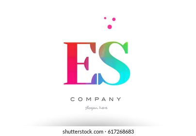 ES E S creative rainbow colors colored artistic alphabet company letter logo design vector icon template